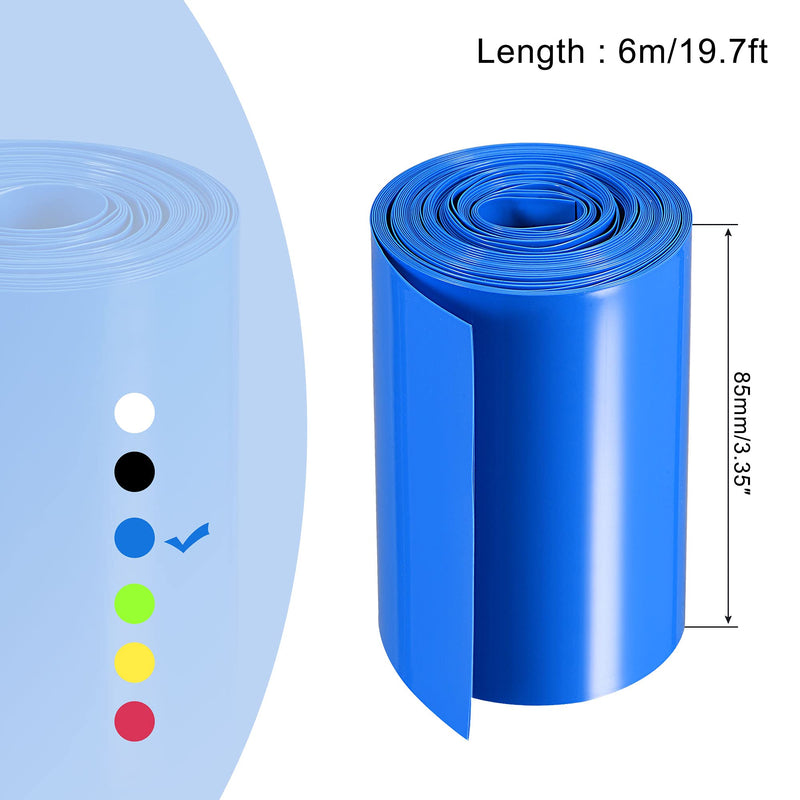 MECCANIXITY Battery Wrap PVC Heat Shrink Tubing 85mm Flat 6m Blue Good Insulation for Battery Pack