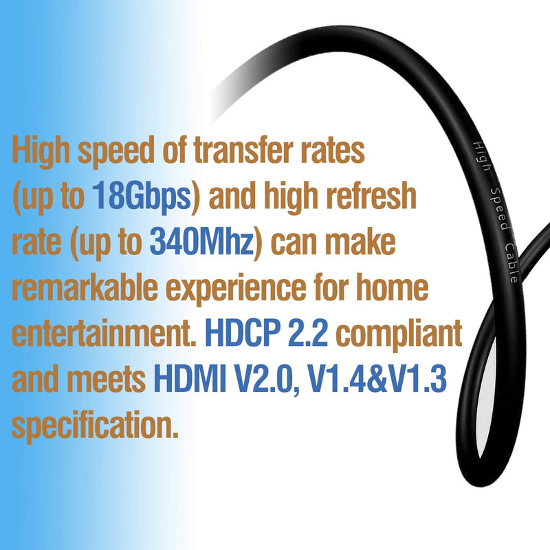BlueAVS HDMI Cable 3ft 4K UHD 1m HDMI 2.0 High Speed 18Gbps HDCP2.2, 3D / HDR10 / ARC for Fire TV/HDTV/Xbox/PS4/Home Theatre