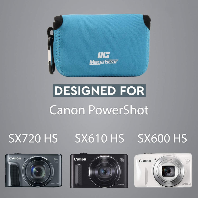 MegaGear ''Ultra Light'' Neoprene Camera Case Bag with Carabiner for Canon PowerShot SX720 HS, SX610 HS, SX600 HS (Blue)