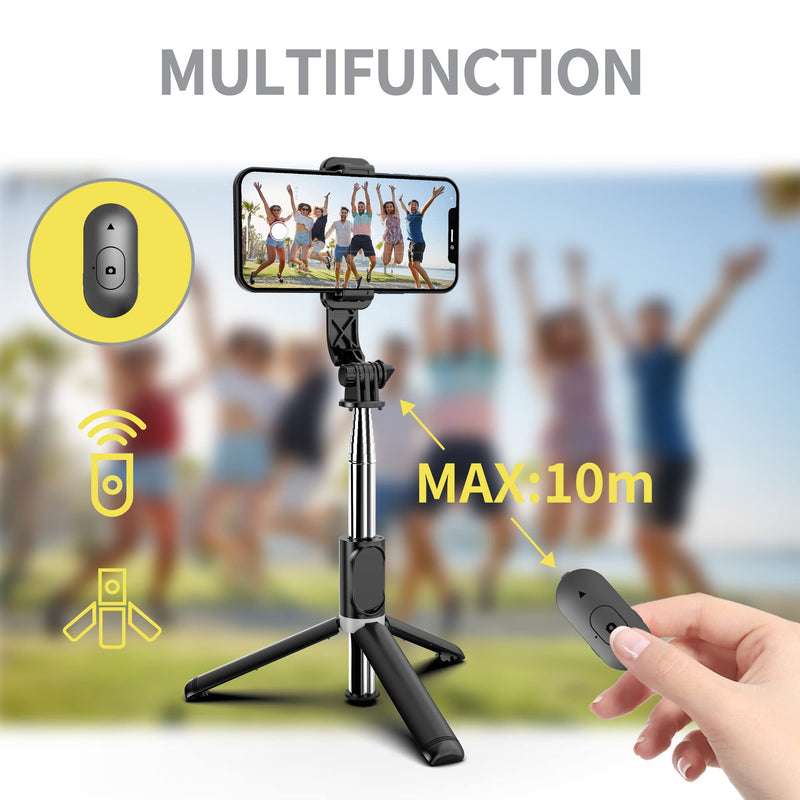 Selfie Stick Tripod, All in One Extendable & Portable iPhone Tripod Selfie Stick with Wireless Remote Compatible with iPhone 13 12 11 pro Xs Max Xr X 8Plus 7, Galaxy Note10/S20/S10/OnePlus 9/9 PRO etc