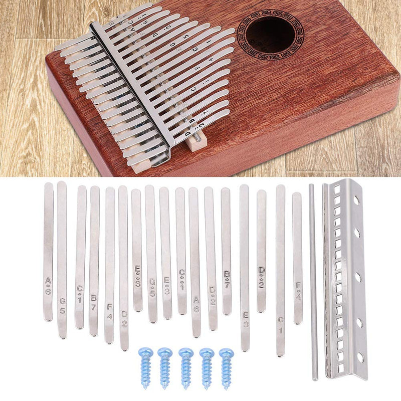 Thumb Piano Keys Set Kit, Bridge Saddle and 17 Stainless Steel Keys for Kalimba Thumb Piano DIY Replacement Parts