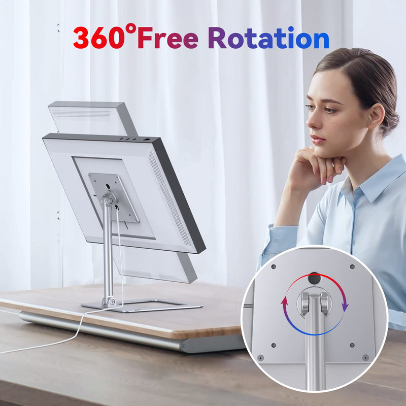 ITSHOM Mount for Show 15, Tilt 90° Up, Lift Device 9 Inches Up, Swivel 360° for Portrait or Landscape, Riser Show 15 Stand Holds up to 10lbs (Silver) silver