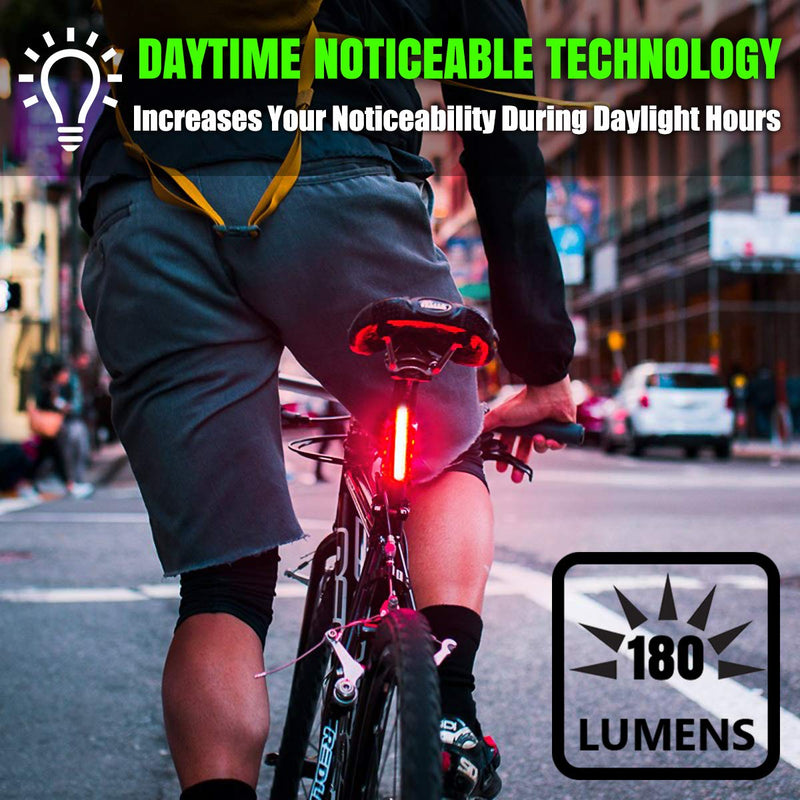 Ultra Bright Bike Light BLITZU Cyborg 168T USB Rechargeable Bicycle Tail Light. Red High Intensity Rear LED Accessories Fits On Any Road Bikes, Helmets. Easy To Install for Cycling Safety Flashlight