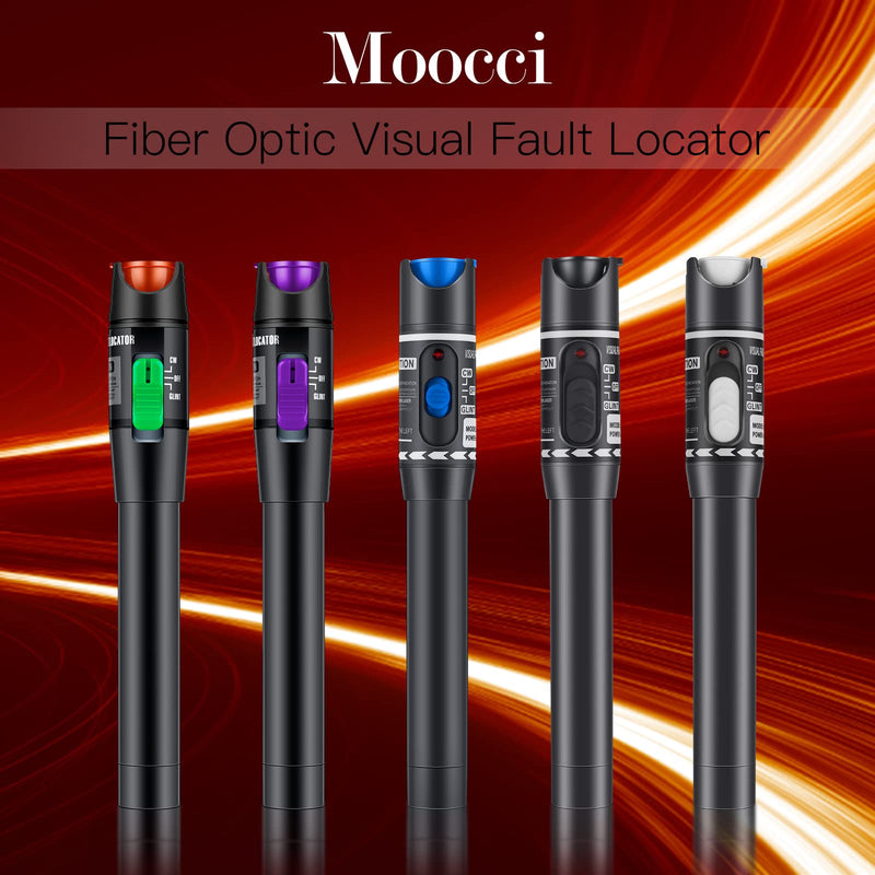 [AUSTRALIA] - Moocci Fiber Optic Visual Fault Locator 30MW 30KM Fiber Light Tester VFL Tester Kit Including Red Light Fiber Optic Cable Tester Meter with Single Mode 9/125um FC Male to LC Female Adapter (2) Purple Switch 
