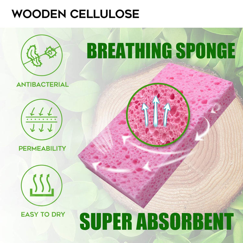 Compressed Cellulose Kitchen Sponges 24Pack,Non-Scratch Biodegradable Natural Sponge Scrub for Dishes Cleaning,Funny Colorful DIY Sponge for Kids Large(Pack of 24）