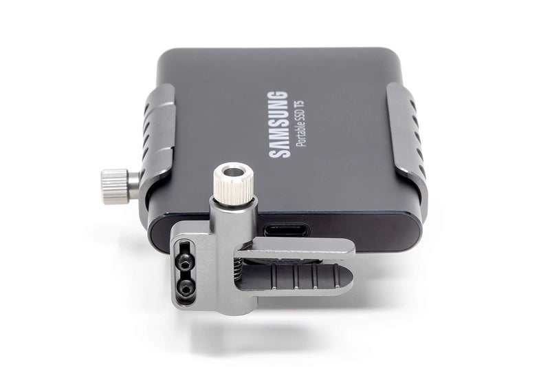 KONDOR BLUE T5 SSD Holder w/Cold Shoe Mount for Z CAM S6 F6 F8 BMPCC4K/6K. Compatible with Any cage or hot Shoe. Made for Samsung T5 Media Drives commonly Used with Kondor Blue USB C Cable.