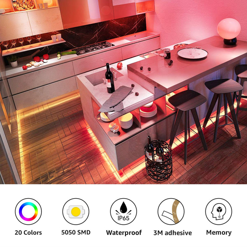 [AUSTRALIA] - LE LED Strip Lights, Waterproof RGB 5050 LED Strips with Remote Controller, Color Changing Tape Light with 12V Power Supply for Room, Bedroom, TV, Kitchen, Desk 