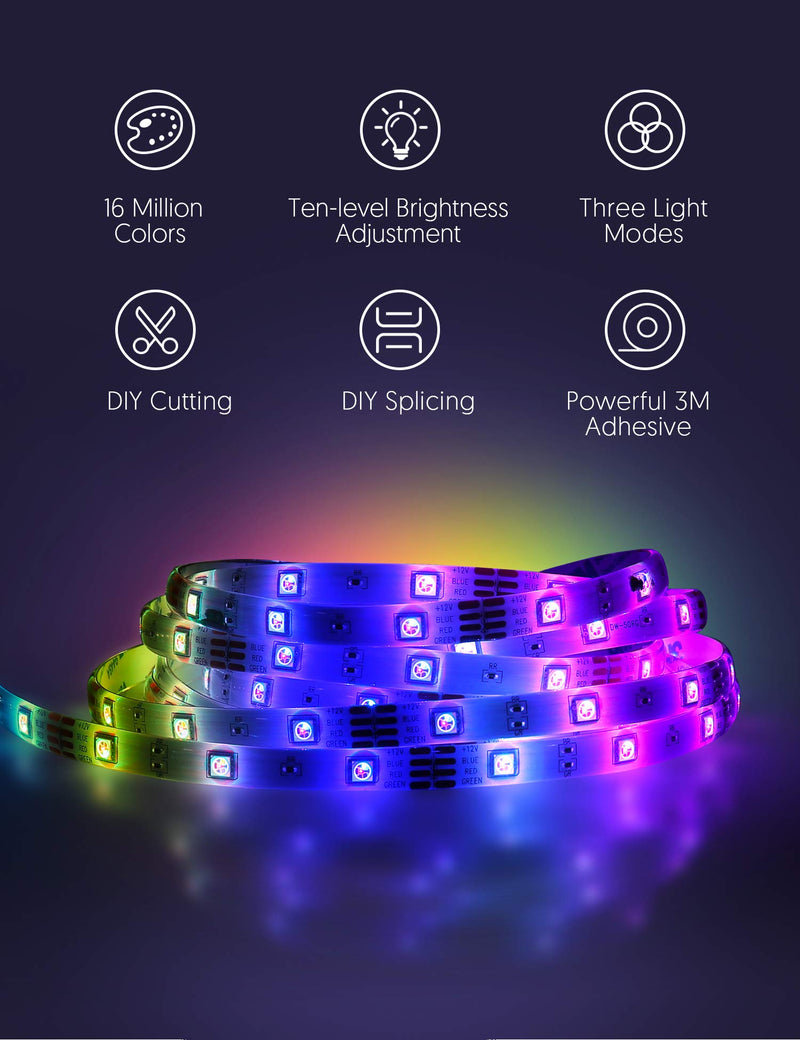[AUSTRALIA] - LED Strip Lights,16.4ft Light Strip with 150 led lights for bedroom,TECKIN Waterproof Color Changing 5050 RGB LED Tape Lights with Remote for Home Lighting,Kitchen,TV,Party,DIY and Bar Home Decoration 16.5ft 
