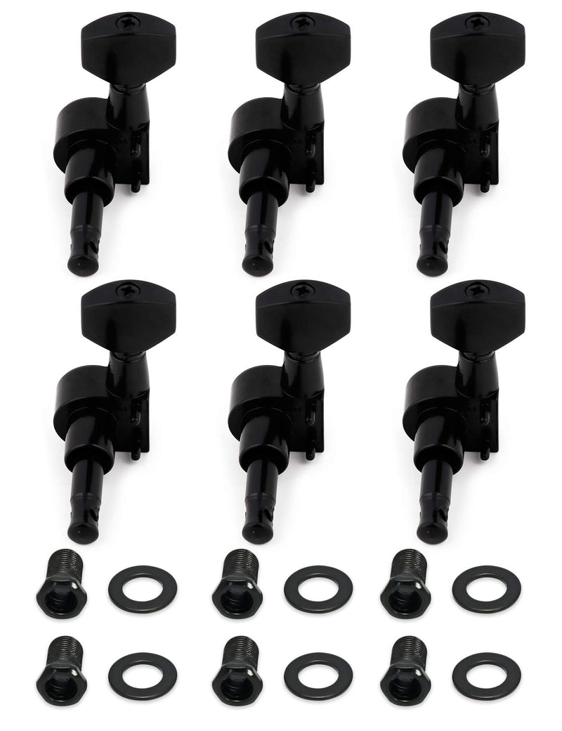 Metallor Sealed String Tuning Pegs Tuning Keys Grover Machines Heads Tuners 6 In Line Right Handed Electric Guitar Acoustic Guitar Parts Replacement Black.