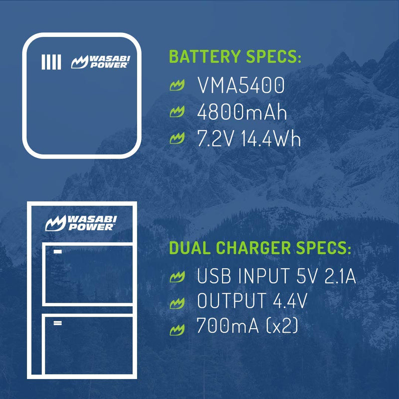 Wasabi Power Battery (2-Pack) and Dual Charger Arlo Pro 3, Ultra (VMA5400 & VMA5400C)