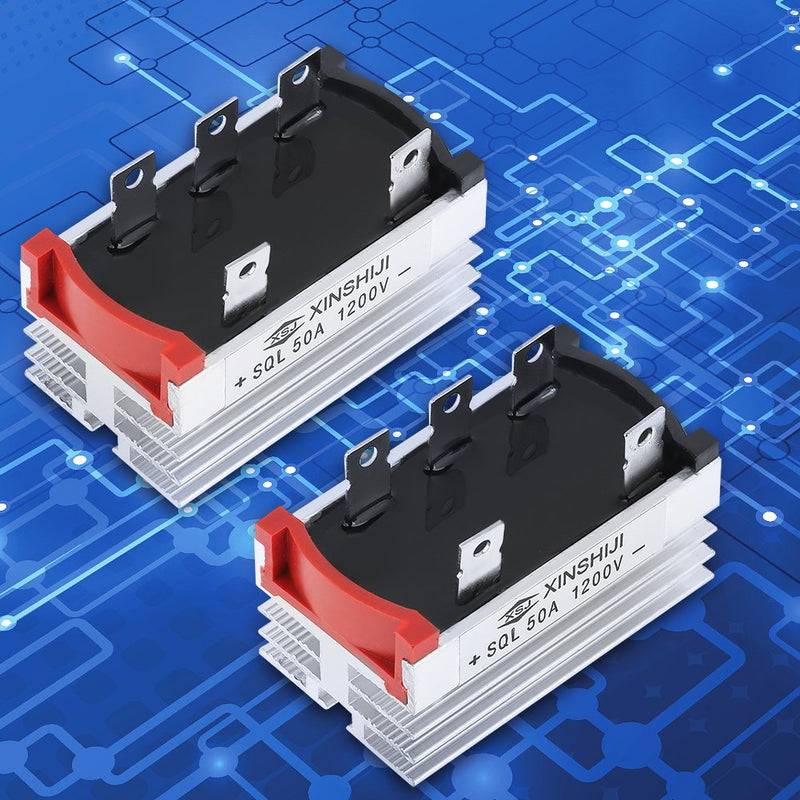 Bridge Rectifier,2pcs Bridge Rectifier 3 Phase Diode 50 Amp 1200V Aluminum Bridge Rectifier Diode