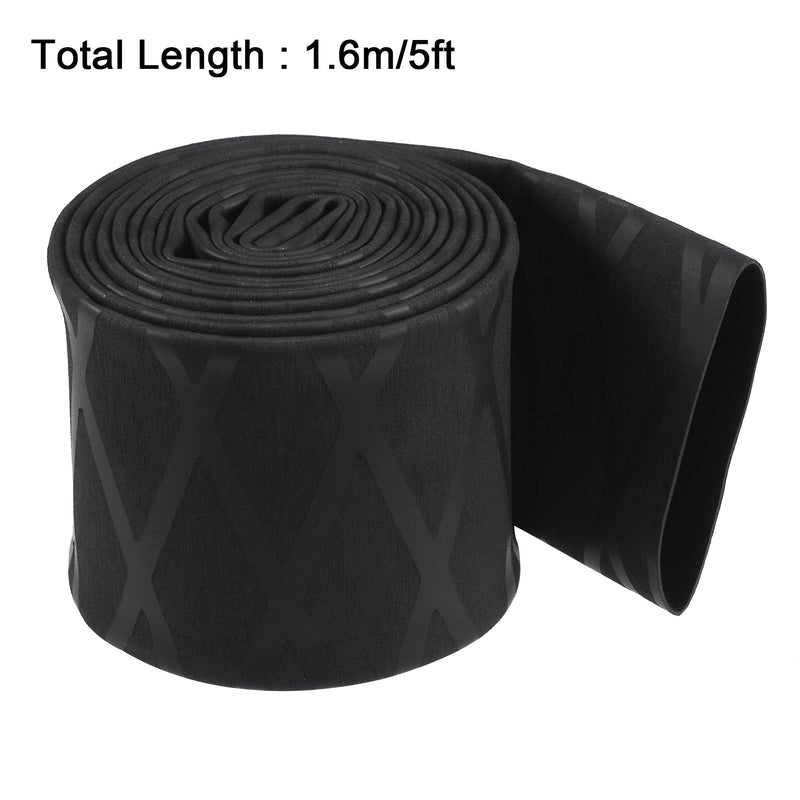 uxcell Heat Shrink Wrap Tubing for Fishing Rod Grips Handle, 35mm Dia 58mm Flat 5ft 1.7:1 Ratio, Black
