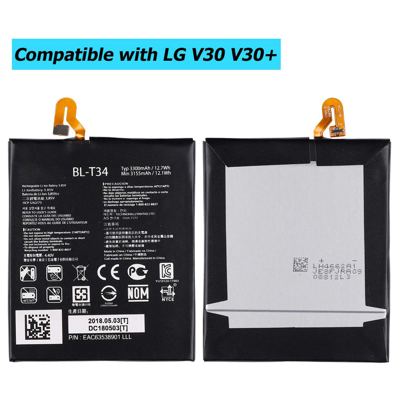 E-YIIVIIL BL-T34 Replacement Battery Compatible with LG V30 V30+ LG V35 ThinQ H930 H932 LS998 3300mAh with Toolkit