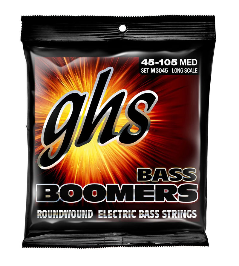 GHS Strings M3045 4-String Bass Boomers, Nickel-Plated Electric Bass Strings, Long Scale, Medium (.045-.105) Single Set