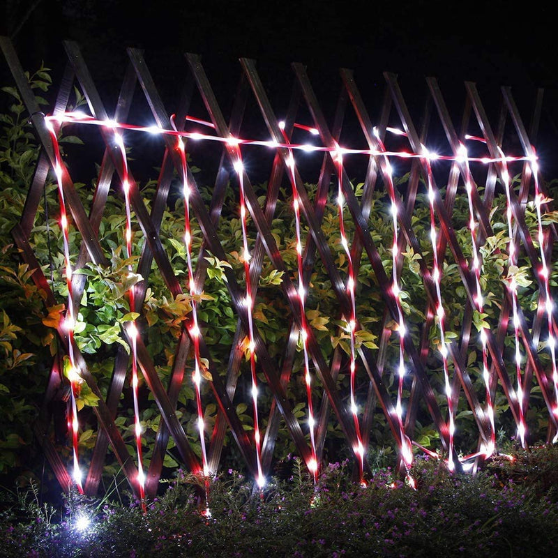 ZHONGXIN Rope Lights Battery Powered, 5M Red&White Candy Cane Tube with 67 Cool White LEDs Fairy Lights, Waterproof with Timer for DIY Wedding, Party, Garden, Corridor, Christmas Decorations-2Pack