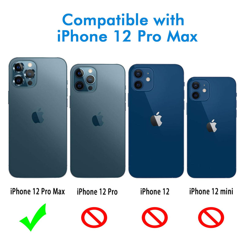 Wsken for iPhone 12 Pro Max (6.7 inch) Camera Lens Protector, Premium HD Tempered Glass Aluminum Alloy Lens Screen Stiker Cover Film - Pacific Blue