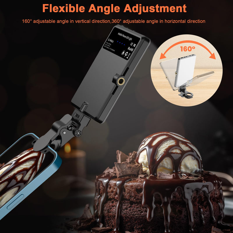 [AUSTRALIA] - TONEOF Portable Selfie Light,Rechargable 60 LED Phone Light with Clip & Double 1/4" Screw Hole,2500k-9000K Dimmable Camera Light for iPhone,Android,Laptop,Tablet,Selfie/Video Conference 
