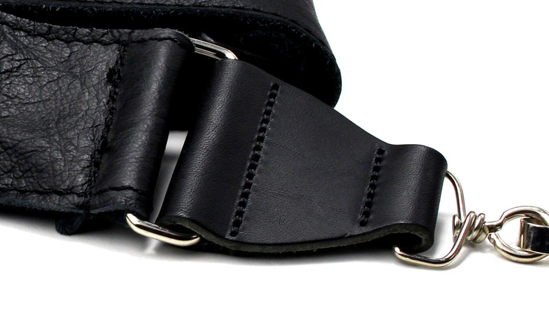 Soft Leather Clip-On Hook Banjo Strap - Black
