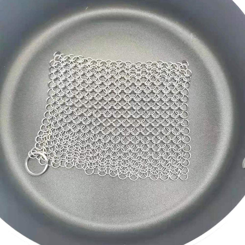 6"x6" Stainless Steel Cast Iron Cleaner Chainmail Scrubber, Cast Iron Skillet Cleaner for Dutch Oven, Grill Pan,Waffle Iron Pans and All Castiron Cookware