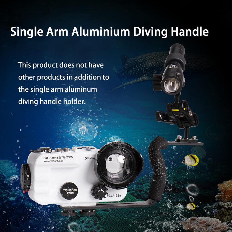 Seafrogs Single Arm Aluminium Diving Handle Underwater Video stabilizer Portable Video Balancer Holder w/Ball Adapter for Underwater Photo & Video Lighting (TS-12)