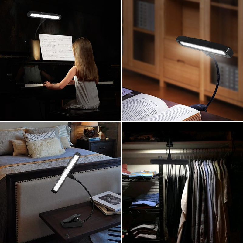 Kootek 2 Pack Clip On Reading Light - 10 LED Rechargeable Book Lights, Music Stand Light Piano Orchestra Lamp with Adjustable Neck USB Desk Lamps