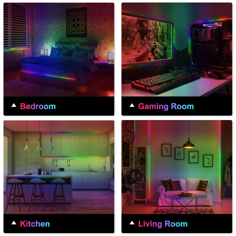 [AUSTRALIA] - LED Strip Lights with Remote - 32.8ft LED Music Sync Tape Lights kit 5050 RGB Color Changing Light Strip with IP65 Waterproof, 300LEDs Rope Light for Bedroom, Room, Party, Mood Tape Lighting A: 32.8ft 