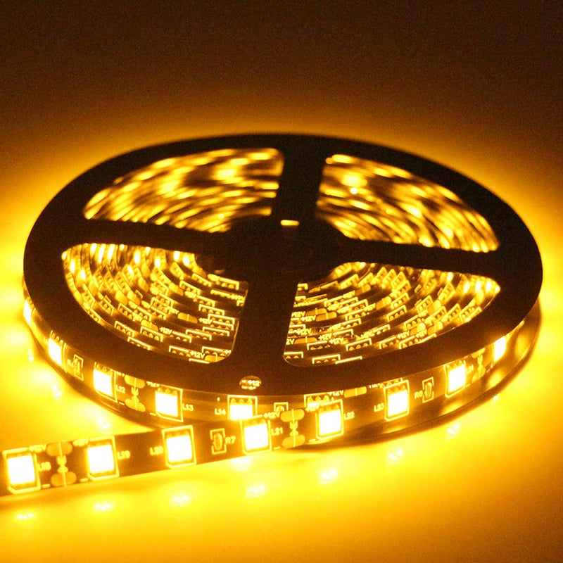 [AUSTRALIA] - EverBright Led Strip Lights Yellow Flexible Waterproof Led Light Strips 16.4Ft 5050 PCB Black with 12V Power Supply for Home Under Cabinet Brdroom Party Stage Holiday Decoration 
