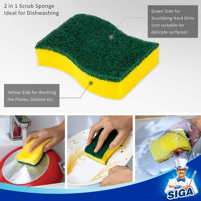 MR.SIGA Heavy Duty Scrub Sponge, Pack of 12, Size:11 x 7 x 3 cm, 4.3" x 2.8" x 1.2" 12 Pack