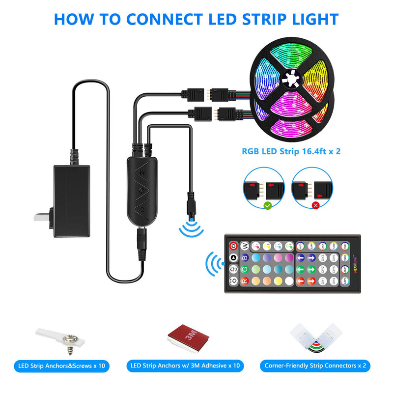 [AUSTRALIA] - 32.8ft LED Strip Lights APP Control Color Changing Rope Lights with Remote, Music Sync Built-in Mic, SMD 5050 RGB Light Strips RGB LED Strip (32.8Ft APP+Remote+Mic+3-Button Switch) 