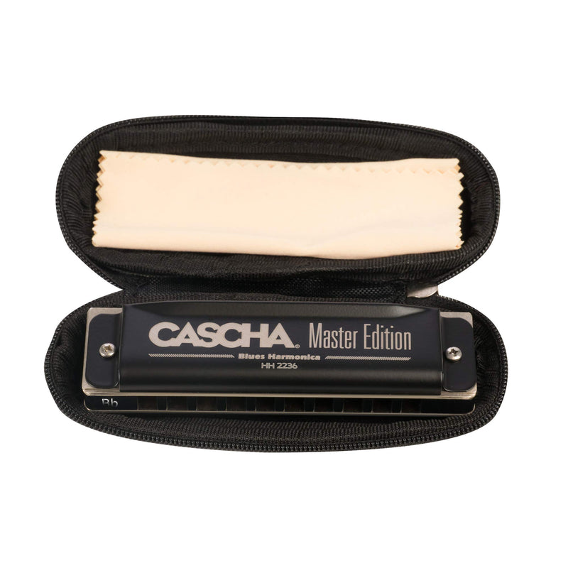 CASCHA Master Edition Blues Harmonica, high-quality harmonica in Bb-major with soft case and care cloth, blues organ