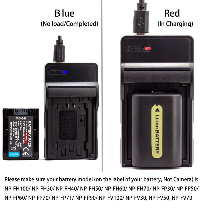 NP-FH50 USB Charger for Sony DCR-DVD108 DCR-DVD610 DCR-DVD105 DCR-HC21 DCR-HC52 DCR-HC38 DCR-SR45 DCR-SR47 DCR-SX85 DCR-SX45 DCR-SX44 HDR-SR11 HDR-SR12 HDR-XR160 Camera and More