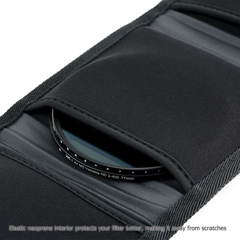 Camera Lens Filter Pouch 3 Pockets for Circular Filters Up to 82mm(37mm, 40.5mm, 49mm, 52mm, 55mm,58mm,62mm,67mm,72mm,77mm),UV ND CPL Filter Storage Holder with Fasten Loop Design