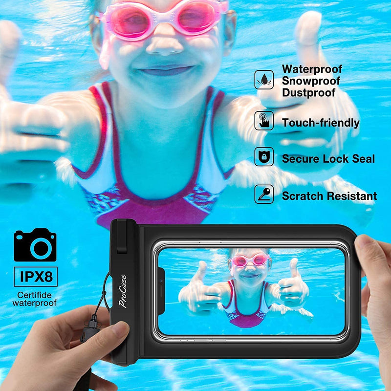 ProCase 2 Pack Universal Waterproof Phone Pouch Bundle with 4 Pack Universal Cellphone Waterproof Pouch Dry Bag Underwater Case
