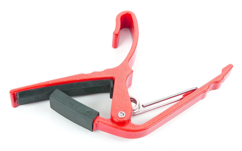 Bray Red Universal Trigger Clamp Guitar Capo With Rubber Padding - Perfect For Any Acoustic, Electric And Bass Guitar - Quick Release