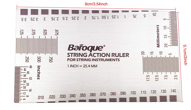 Double Sided Multi Function String Action Ruler Gauge Tool Both Metric & Imperial,Guitar Measuring Ruler,Luthier Tool for Electric, Acoustic & Bass Guitars