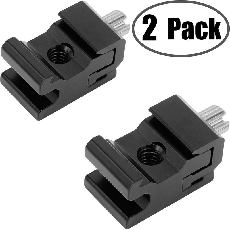 Camera Metal Cold Shoe Flash Stand Adapter with 1/4"-20 Tripod Screw Thread (2 Packs) Metal Cold Shoe 2P