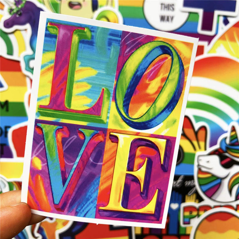 Water Bottle Stickers Gay Pride Stickers 100 pcs Bright Technicolor Rainbow Stickers Car Bike Scooter Suitcase Phone Refrigerator Laptop Cup Motorcycle Walls Bedroom Furniture Stickers (gay love 100)