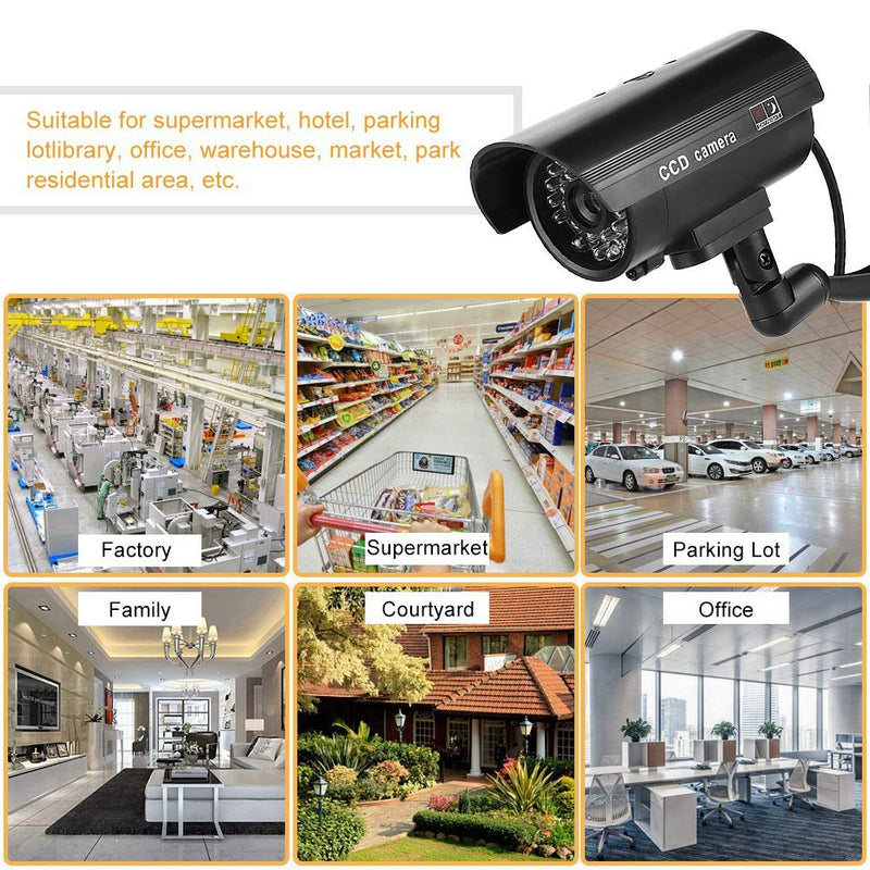 Dummy Camera Surveillance Cameras with Flashing LED Simulation Realistic Camera Fake CCTV