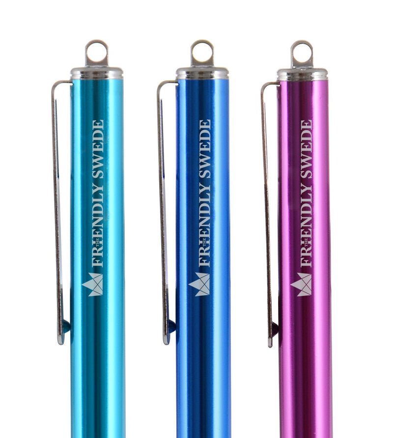 High Precision Stylus Pens for Touch Screens - 3pcs 5.5" Stylus Pen with Replaceable Thin-Tip - Universal Capacitive Styli + Replacement Tips, Lanyards + Cleaning Cloth by The Friendly Swede (Aqua Blue/Dark Blue/Purple) Aqua Blue/Dark Blue/Purple