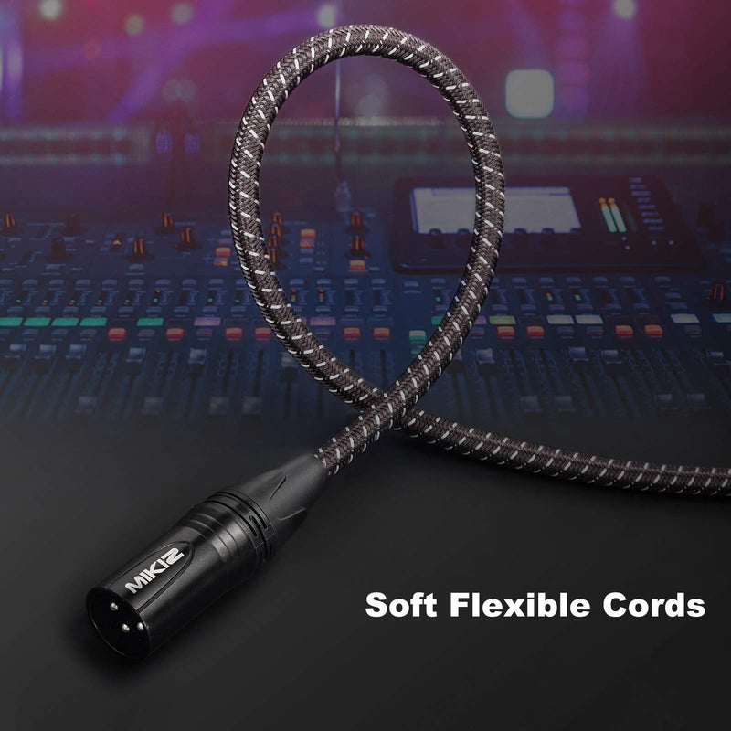 MIKIZ XLR Microphone Cable Braided 1.2 Feet Short 6 Packs -Premium Balanced XLR Male to Female Jumpers 6-Pack 1.2 Feet