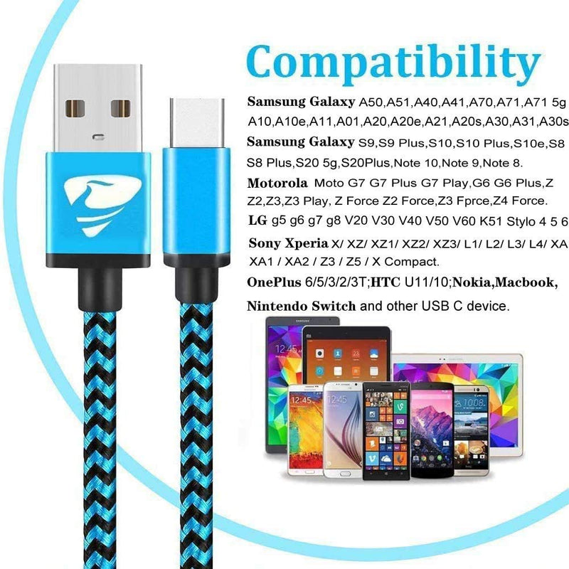 USB Type C Cable 3A Fast Charging USB C Charger 4Pack [2+3+5+6FT] Phone Charger Charging Cord for Samsung Galaxy A71 A51 A21 A11 A01 A50 A10 A10e S20 FE S10e S10 S9 S8,LG Stylo 5,Moto G Stylus G6 G7 Z