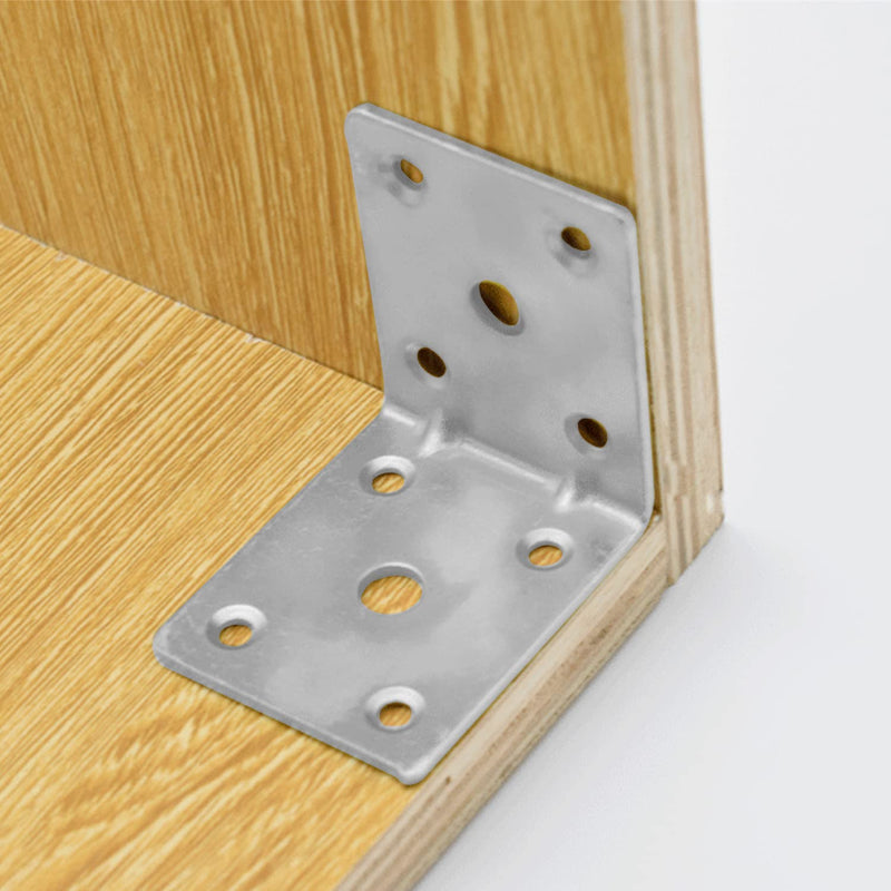 MroMax 6PCS Right Angle Bracket Corner Bracket 1.97" x 1.97" (L x W) Galvanized Angle Bracket Fastener Right Angle Bracket Suitable for Furniture Wooden Cabinet