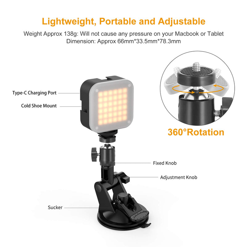 Video Conference Lighting for Zoom Meeting, Laptop Suction Mount Lighting Kits for Remote Working Zoom Calls Self Broadcasting Live Streaming Compatible with MacBook iPad ASUS Lenovo Acer HP