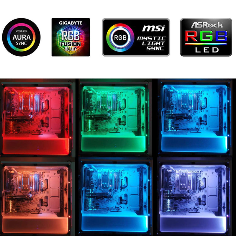 [AUSTRALIA] - PC RGB LED Strip Light, Black Silicone Housing Magnetic PC Case Lighting, 2PCS Strips 42LEDs for 12V 4-Pin RGB LED Header, for ASUS Aura RGB, MSI Mystic Light, ASROCK Aura RGB, Gigabyte RGB Funsion Rgb 2 Strips, Fit for 4-pin 12v, Black 