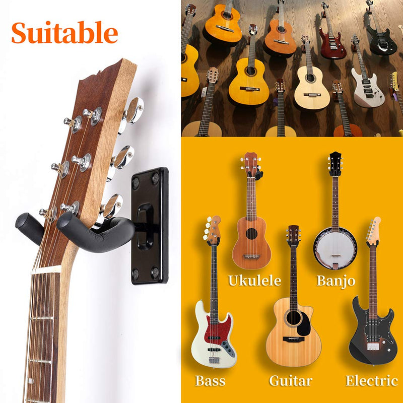 Guitar hanger Guitar hook Guitar holder Guitar wall mount hangers for Electric Acoustic and Bass Guitars (2 Pack Metal Square)