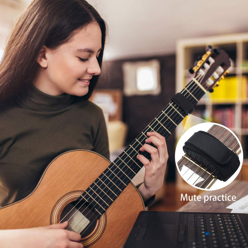 Facmogu 2PCS Guitar String Mute Dampener, Guitar String Cover Belt, Adjustable Bass Mute Silencer, Fretboard Muting Straps, Musical Instrument Accessories Black