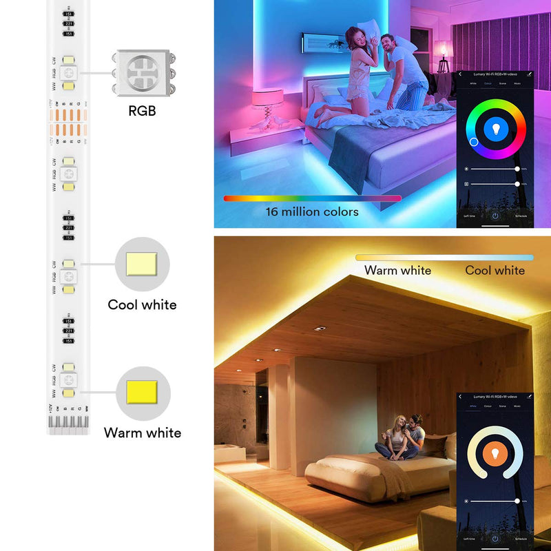 [AUSTRALIA] - Lumary Smart Wi-Fi LED Strip Light 6.6ft Extension Music Sync Light Strip Compatible with Amazon Alexa Google Assistant RGBW 6-Pin Rope Light Decorative Light for Home Bedroom Kitchen Party Holiday 