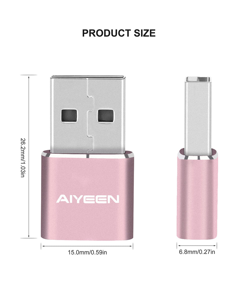 Upgraded USB C Female to USB A Male Adapter,Type C to USB A Charger Cable Converter for Apple iWatch 7 AirPods,MacBook,iPhone 11 12 13 14 Pro Max,iPad Mini 6,Samsung Galaxy S20 S21 S22 (3Pack RG) Rose Gold*3