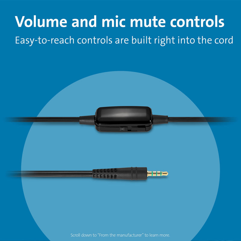 Kensington Hi-Fi Headphones with Mic & Volume Control Button (K33597WW)