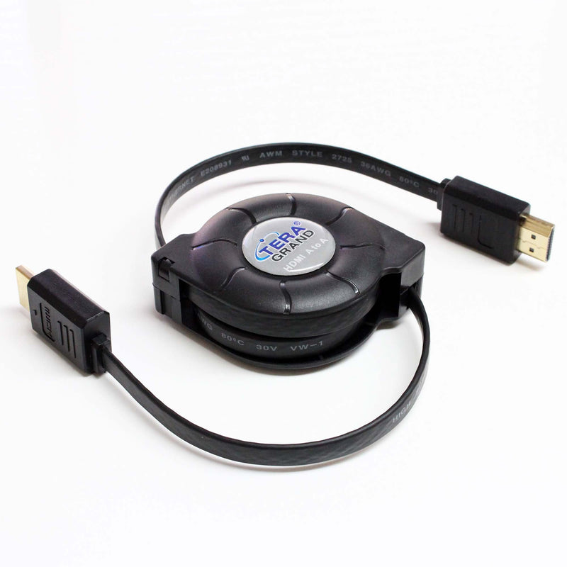 [AUSTRALIA] - Tera Grand Premium High Speed HDMI Retractable Cable, 4.25 feet - Supports 4K UHD Ultra HD Ethernet 1.4 Blu ray Playstation Xbox 4.25 Feet HDMI to HDMI 